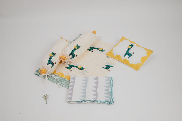 Buy Cot Bedding Set - My Best Friend The Giraffe With Dohar - Teal | Shop Verified Sustainable Bed Linens on Brown Living™