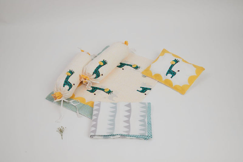 Buy Cot Bedding Set - My Best Friend The Giraffe With Dohar - Teal | Shop Verified Sustainable Products on Brown Living
