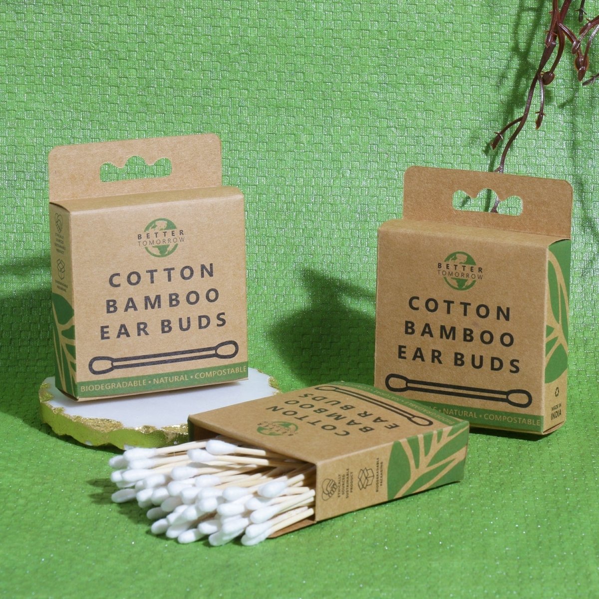 Cotton Bamboo Earbuds - 4 Packs | Verified Sustainable by Brown Living™