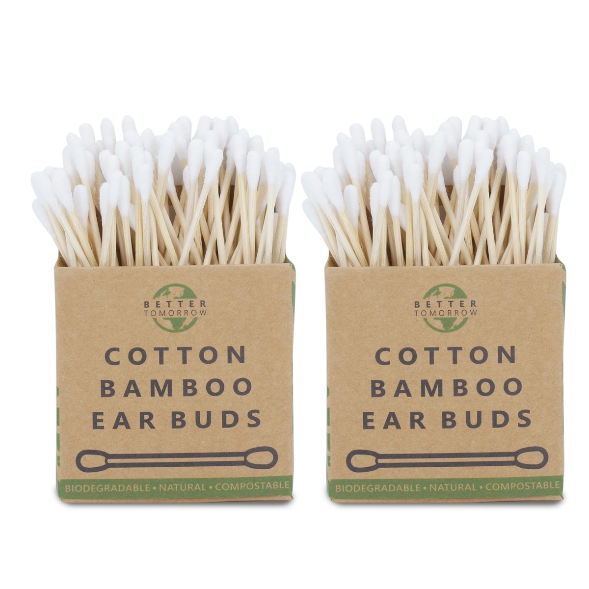 Cotton Bamboo Earbuds - Pack of 2 | Verified Sustainable by Brown Living™