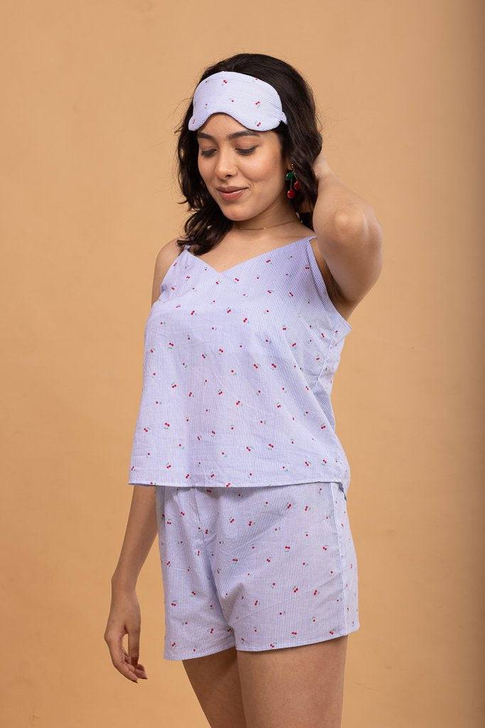 Buy Cotton Cami Top & Short (2 Scrunchies worth 299 free on Disha Lulla Design Purchases Above 500) | Shop Verified Sustainable Womens Co-Ord Sets on Brown Living™
