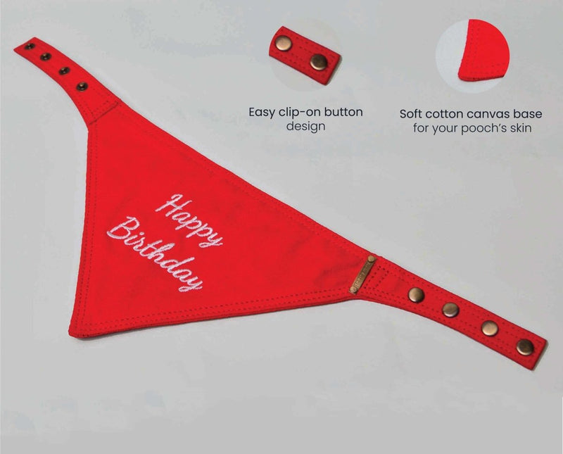 Buy Cotton Canvas Happy Birthday Bandana for Pets - Red | Shop Verified Sustainable Products on Brown Living