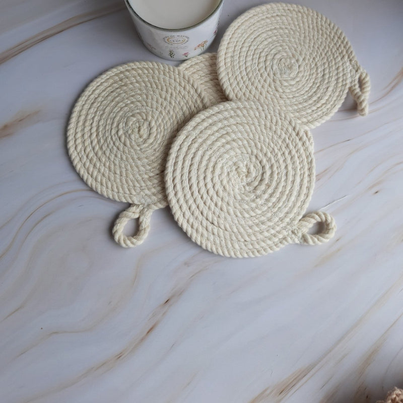 Buy Cotton Coasters- Set of 4 | Shop Verified Sustainable Table Linens on Brown Living™