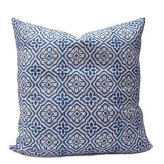 Buy Cotton Handblock Cushions | Blue | Shop Verified Sustainable Covers & Inserts on Brown Living™