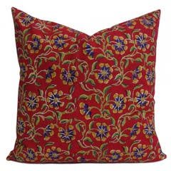 Buy Cotton Handblock Cushions | Red | Shop Verified Sustainable Covers & Inserts on Brown Living™