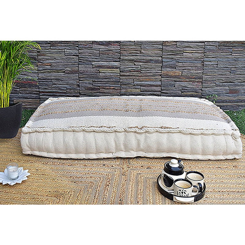 Buy Cotton Jute Stripe Cluster Floor Mattress | Shop Verified Sustainable Bedding on Brown Living™