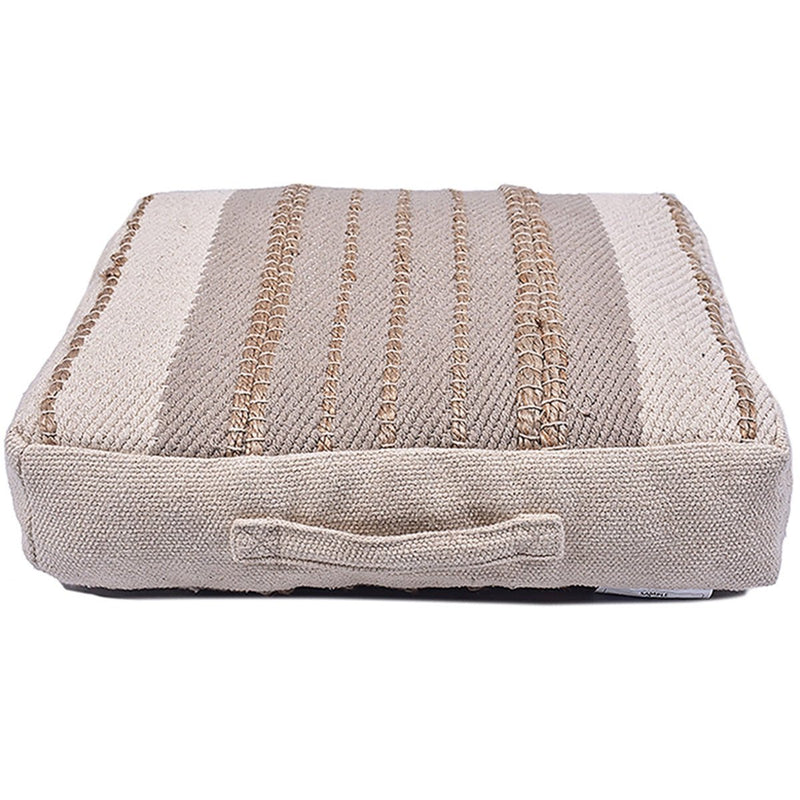 Buy Cotton Jute Stripe Floor Cushion | Shop Verified Sustainable Pillow on Brown Living™