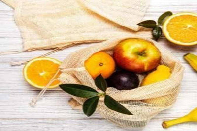 Cotton Refrigerator Mesh Bags - Set of 3 – Fridge Vegetable Bags on Brown Living™. SKU: OEP157. Img 1.