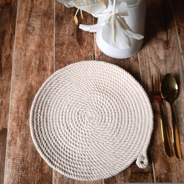 Buy Off White Table Mat in Cotton | Shop Verified Sustainable Table Decor on Brown Living™