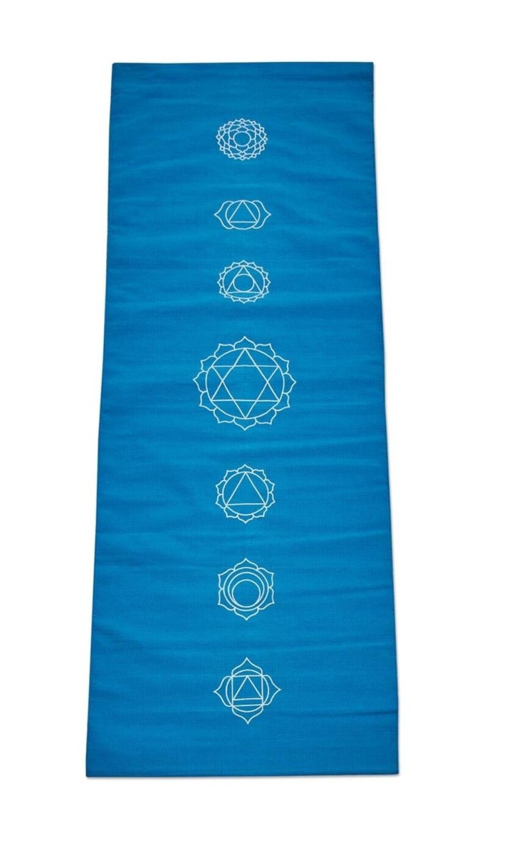 Buy Cotton Yoga Mat- 7 Chakras- Blue | Shop Verified Sustainable Products on Brown Living