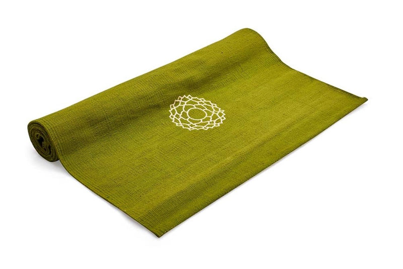 Buy Cotton Yoga Mat- 7 Chakras- Green | Shop Verified Sustainable Yoga Mat on Brown Living™