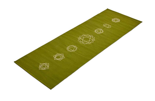 Buy Cotton Yoga Mat- 7 Chakras- Green | Shop Verified Sustainable Products on Brown Living