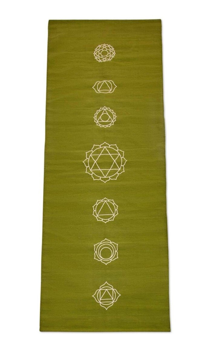 Buy Cotton Yoga Mat- Green | Shop Verified Sustainable Products on Brown Living