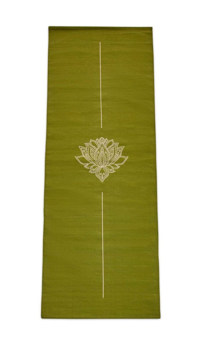 Buy Cotton Yoga Mat- Lotus- Green | Shop Verified Sustainable Yoga Mat on Brown Living™