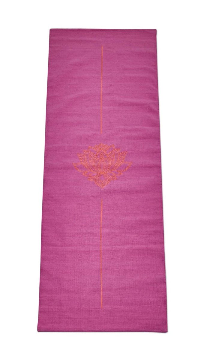 Buy Cotton Yoga Mat- Lotus- Pink | Shop Verified Sustainable Yoga Mat on Brown Living™
