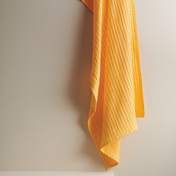 Crayon Solid Textured Waffle Bath Towel-Sunflower | Verified Sustainable Bath Linens on Brown Living™