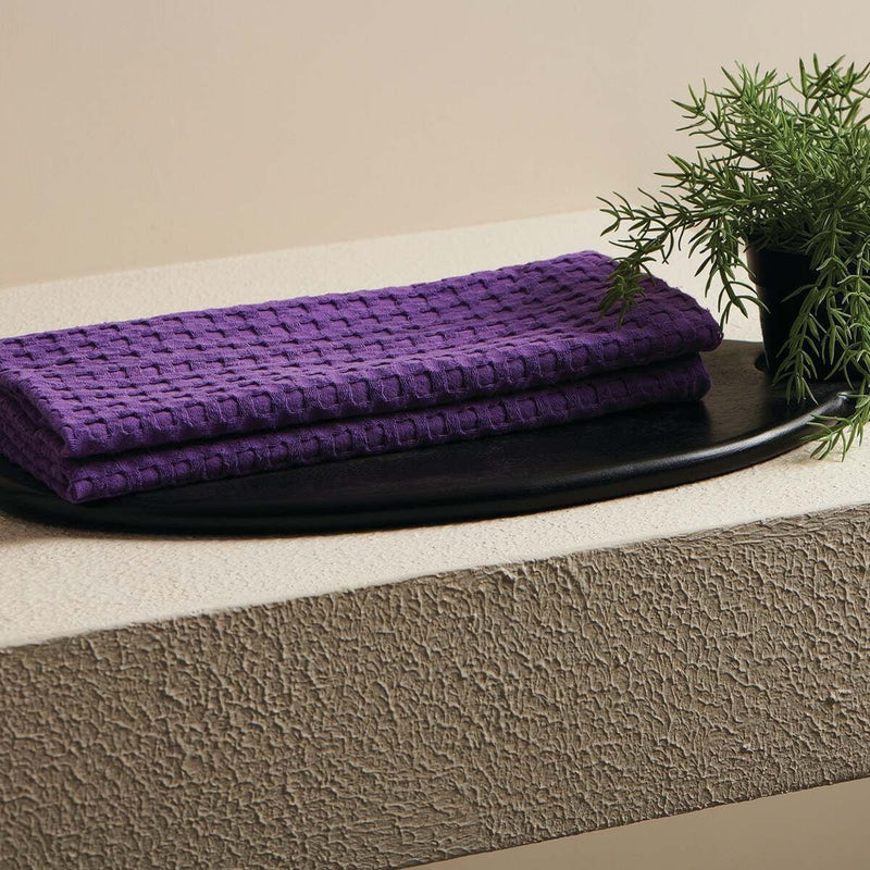 Crayon Solid Textured Waffle Hand Towel-Wild Orchid | Verified Sustainable Bath Linens on Brown Living™