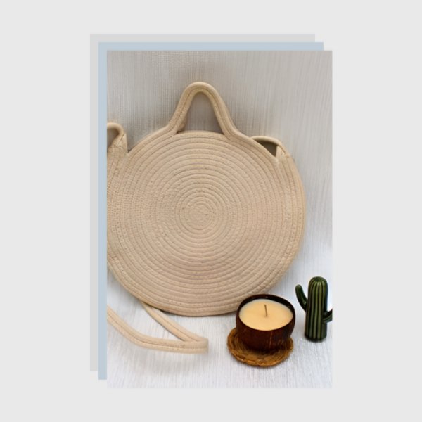 Cream & Round Cotton Rope Sling Bag | Verified Sustainable Womens Handbag on Brown Living™