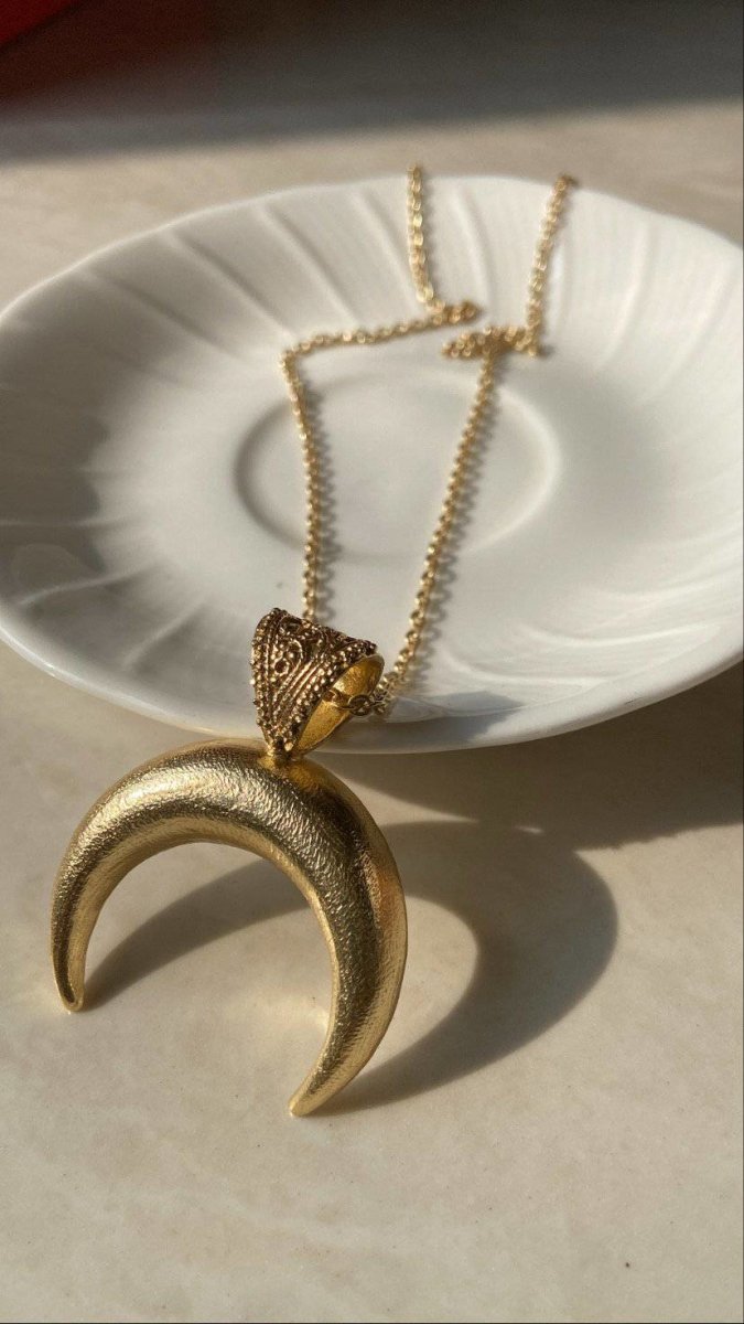 Buy Crescent Moon Necklace Upside Down Moon Pendant Double Horn Online in  India 