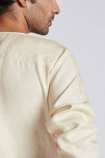 Crescent V - Neck Kurta Light Beige | Verified Sustainable by Brown Living™