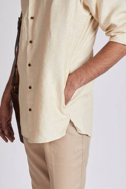 Crescent V - Neck Kurta Light Beige | Verified Sustainable by Brown Living™