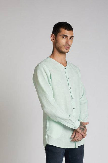 Crescent V - Neck Kurta Mint Green | Verified Sustainable by Brown Living™