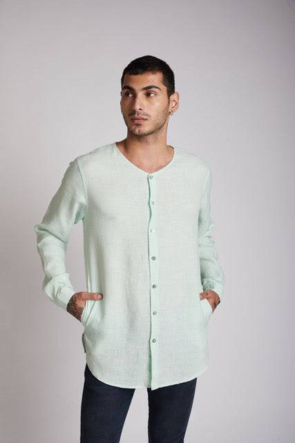 Crescent V - Neck Kurta Mint Green | Verified Sustainable by Brown Living™