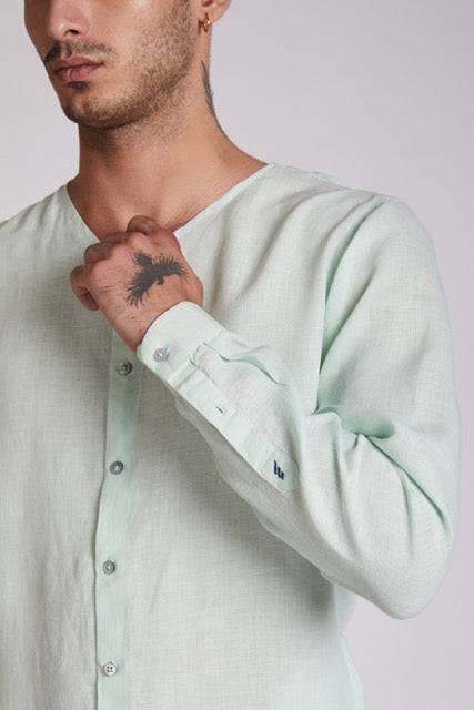 Crescent V - Neck Kurta Mint Green | Verified Sustainable by Brown Living™