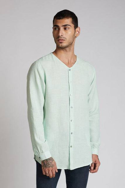 Crescent V - Neck Kurta Mint Green | Verified Sustainable by Brown Living™