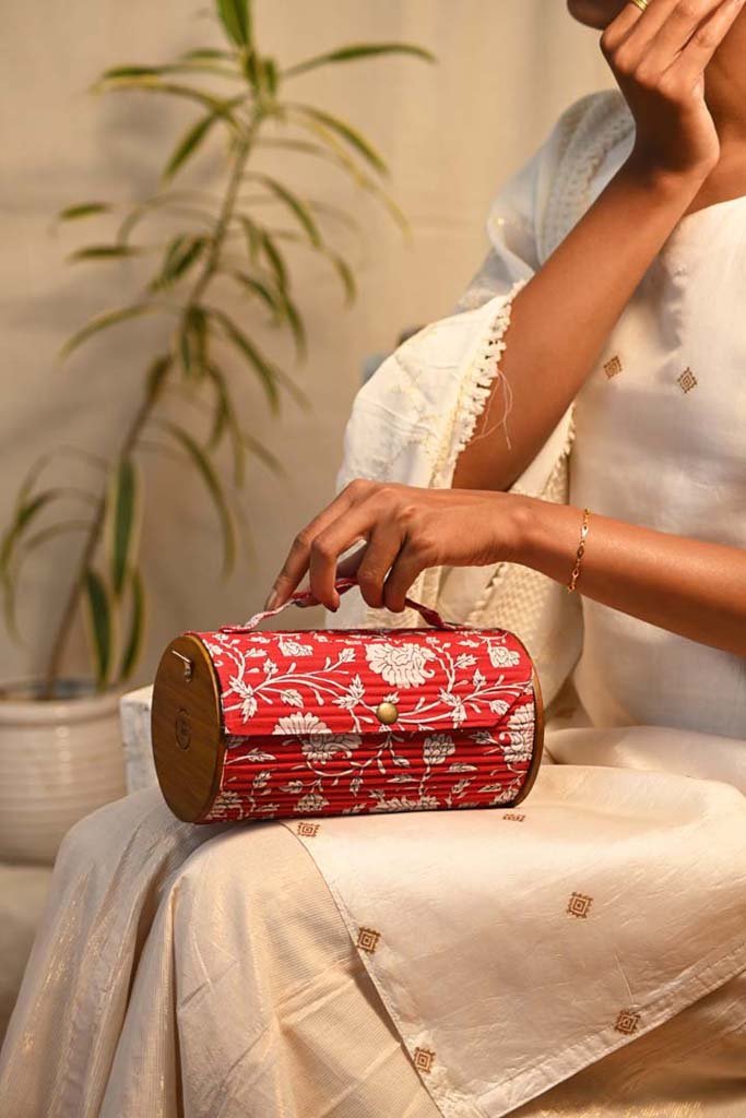 Buy Crimson Night Round Clutch | Shop Verified Sustainable Womens Bag on Brown Living™