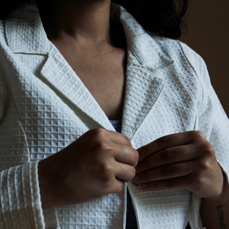 Buy Crisp Waffle White Jacket | Shop Verified Sustainable Products on Brown Living