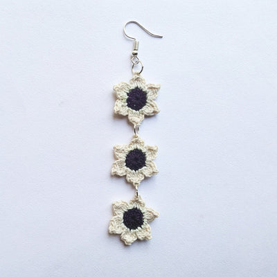 Crochet Floral Star Earrings | Blue – Womens Earrings on Brown Living™. SKU: WT - FS - 1. Img 2.