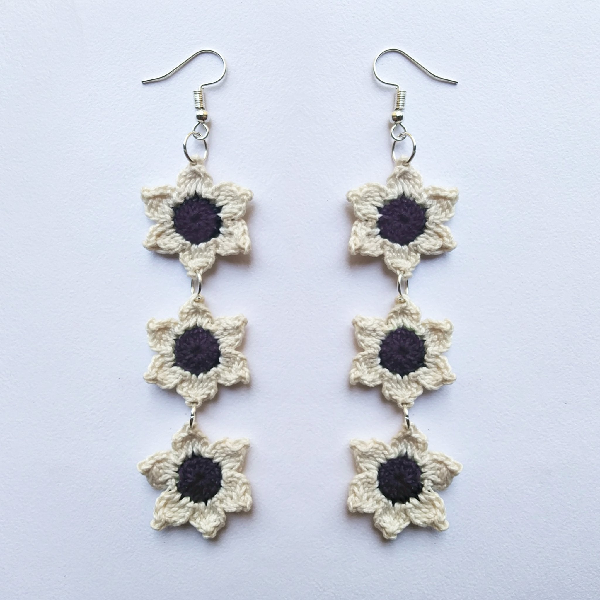 Crochet Floral Star Earrings | Blue | Verified Sustainable by Brown Living™