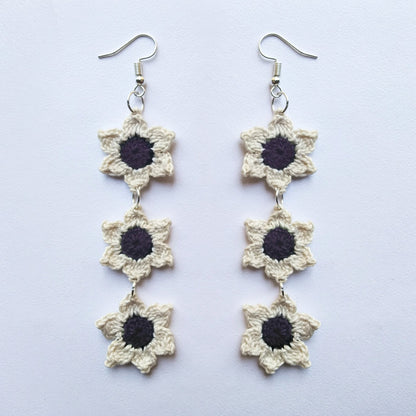 Crochet Floral Star Earrings | Blue | Verified Sustainable by Brown Living™