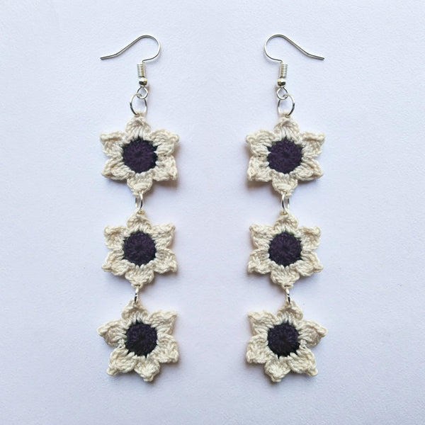 Crochet Floral Star Earrings | Blue | Verified Sustainable Womens earrings on Brown Living™
