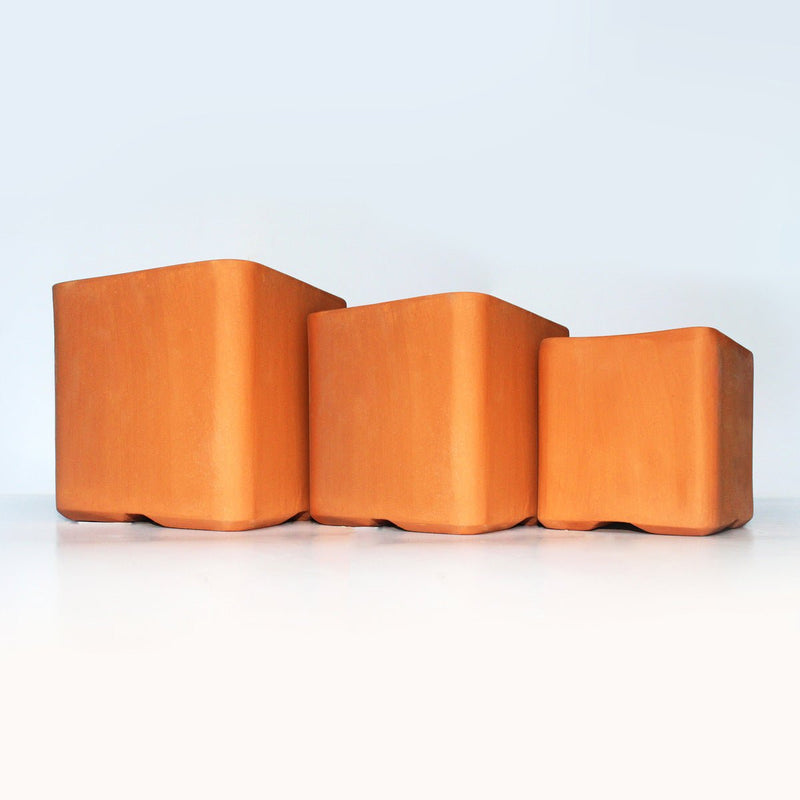 Buy Cuboid Terracotta Planters Set of 3 (Large,Medium,Small) | Shop Verified Sustainable Pots & Planters on Brown Living™
