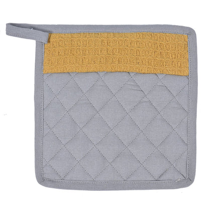 Culinary Companions - Chic Grey & Ochre Glove & Pot Holder Combo | Verified Sustainable by Brown Living™