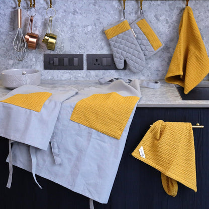 Culinary Companions - Chic Grey & Ochre Glove & Pot Holder Combo | Verified Sustainable by Brown Living™