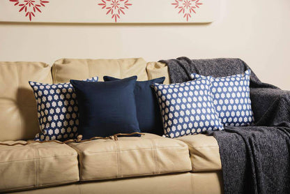 Cushion Combo - 5 pc Set - 3 Blue African Mali & 2 Royal Blue Cushion Covers | Verified Sustainable by Brown Living™