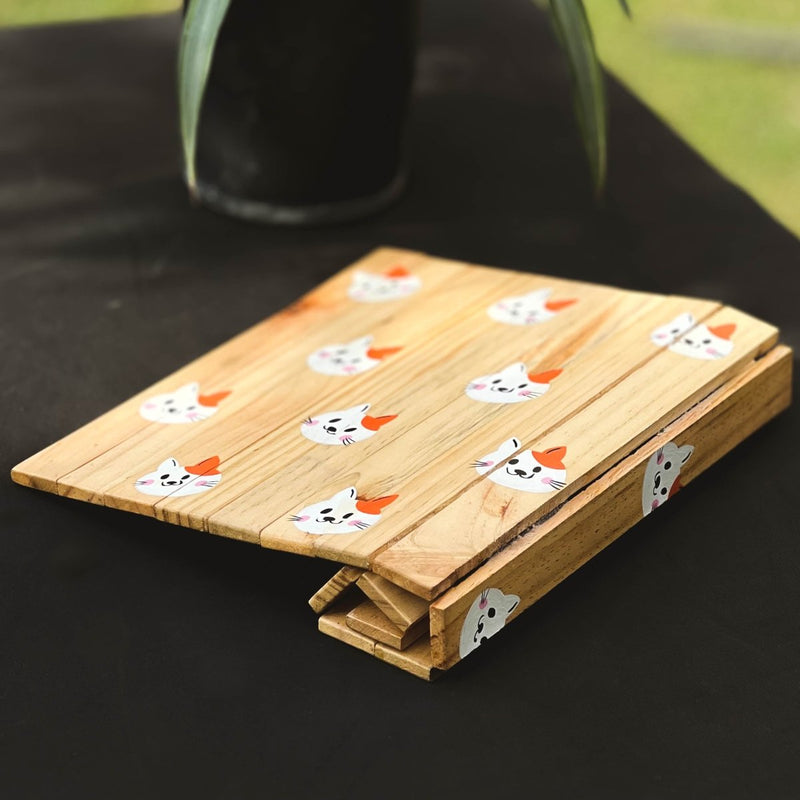 Buy Cute Catty Place Mat | Multipurpose | Natural Reclaimed Wood | Foldable | Stain-Proof | Shop Verified Sustainable Products on Brown Living