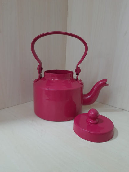 Cutting Chai Aluminium Kettle Print - Dark Pink - 1000 ml | Verified Sustainable by Brown Living™