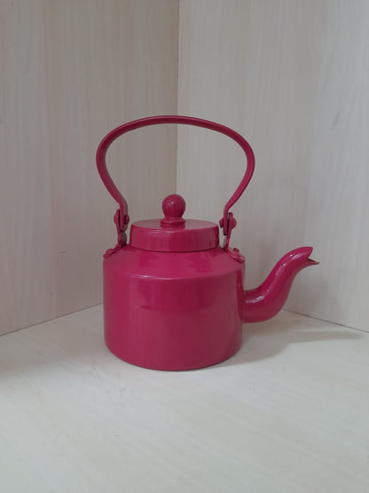 Cutting Chai Aluminium Kettle Print - Dark Pink - 1000 ml | Verified Sustainable by Brown Living™