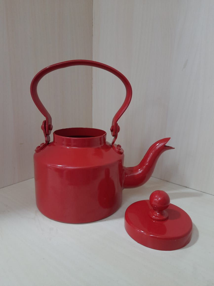 Cutting Chai Aluminium Kettle - Red - 1000 ml | Verified Sustainable by Brown Living™