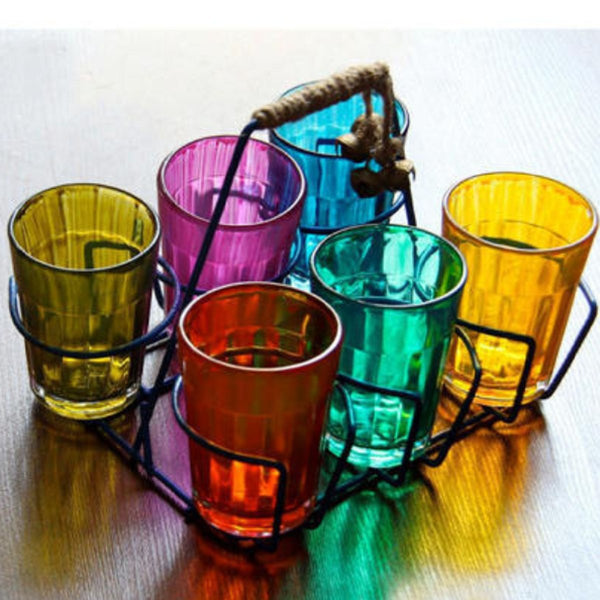 Buy Cutting Chai Glass Set- Colorful | Shop Verified Sustainable Glasses & Tumblers on Brown Living™