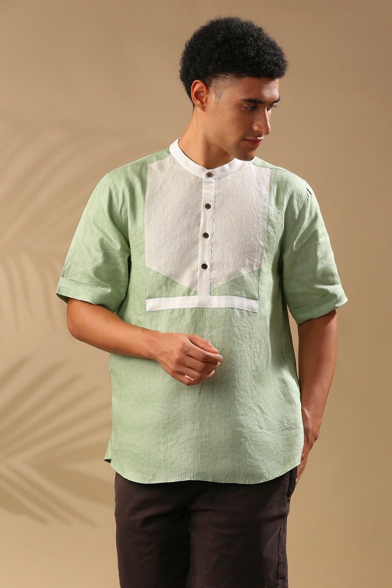 Cypress Colour Blocked Shirt - Sage Green | Verified Sustainable by Brown Living™