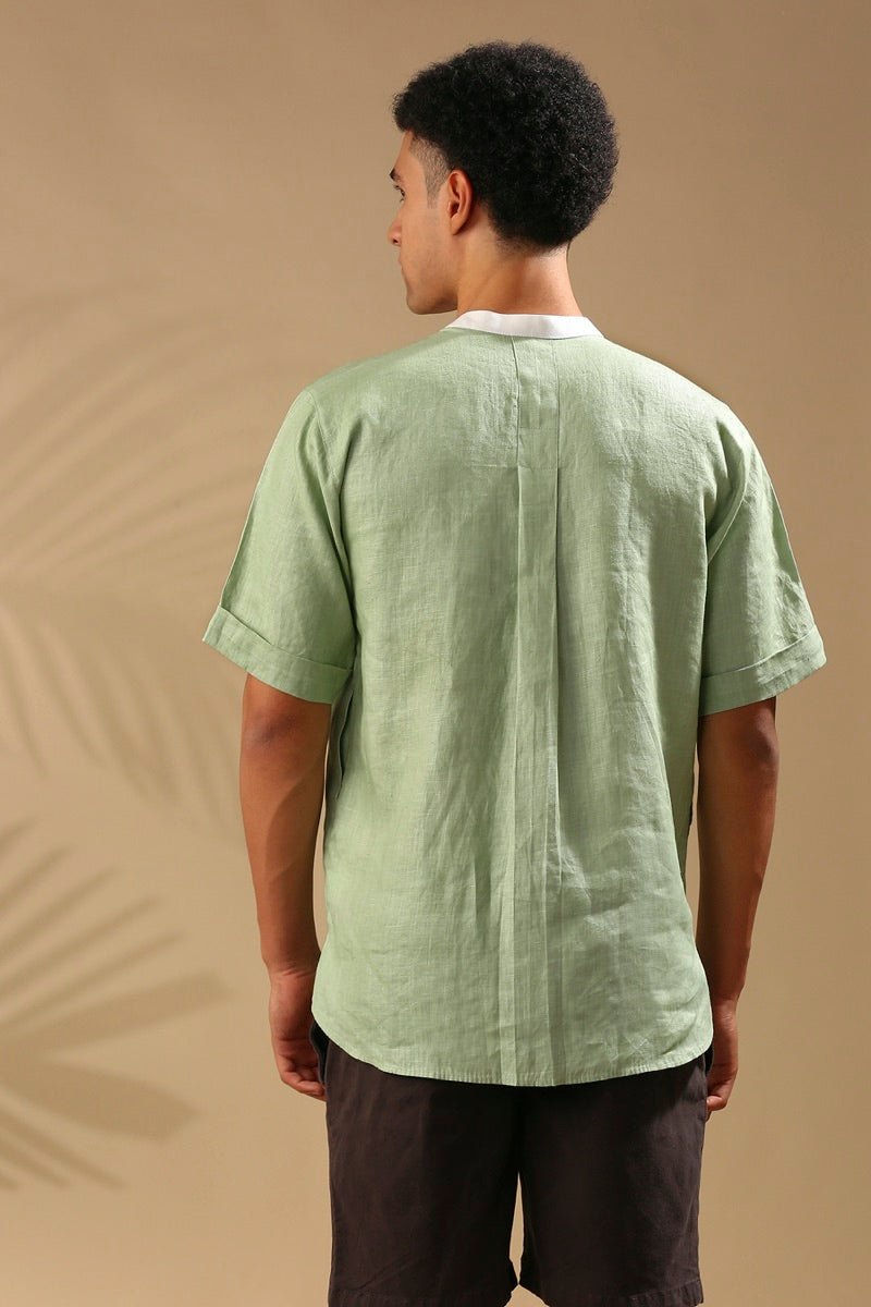 Cypress Colour Blocked Shirt - Sage Green | Verified Sustainable by Brown Living™