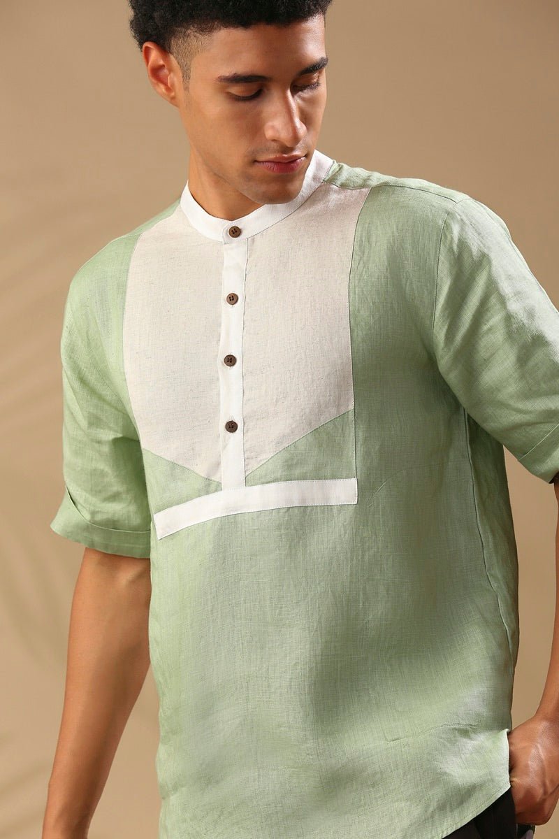 Cypress Colour Blocked Shirt - Sage Green | Verified Sustainable by Brown Living™