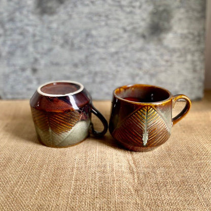 Dakkan Mugs with Leaf Detailing | Verified Sustainable by Brown Living™