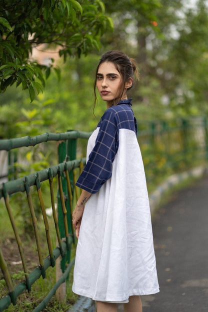 Daksha Dress - Blue + White Stripes | Verified Sustainable by Brown Living™