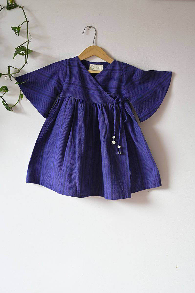 Buy Dancing Trees' Kimono, A Classic Ltwt Design With Flared Sleeves In Aubergine | Shop Verified Sustainable Kids Frocks & Dresses on Brown Living™